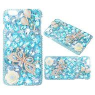 Spritech(TM) Bling Clear Phone Case For Iphone 7 Plus 5.5inch,3D Handmade Blue Crystal Flower Butterfly Accessary... N2