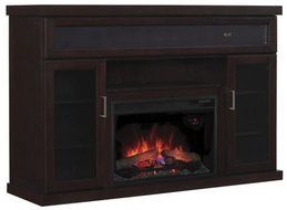 Tenor TV Stand w/ Speakers and 25" Curved IR Qrtz. Fireplace, Espresso