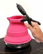 Collapsible Silicone Tea Kettle - Portable Foldable Design, Made with Food Grade Stainless Steel Base for Extreme... N9