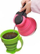Collapsible Silicone Tea Kettle - Portable Foldable Design, Made with Food Grade Stainless Steel Base for Extreme... N10