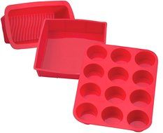 Mrs. Anderson&rsquo;s BRA Free Silicone 12 Cup Muffin Pan, 9.5&rdquo; x 4&rdquo; Loaf Pan, and 9&rdquo; Round Pan