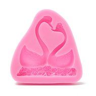 Swan Silicone Cake Mold Valentine Gift Loving Swans Rose Lace Baking Mould shopping N2