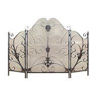 Metal Mesh Protective 3 Panel Fireplace Screen