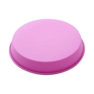 GlobalHouse Durable Silicone Round Cake Mold Pan, 9 inch Kitchen Baking Tray Tool (Pink)