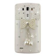 Spritech(TM) LG G Stylo Hard Case,Bling Crystal 3D handmade Rhinestone Design Clear Phone Cover White Flower for...