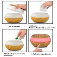 Essential Oil Diffuser Humidifier, Aliceclub 300ml Wood Grain Ultrasonic Cool Mist Humidifier with 7 Color LED... N2