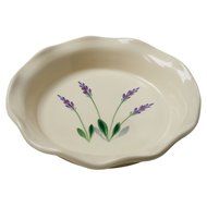 Large Ceramic Casserole Baker and Oven to Table 1 1/2 Quart Deep Serving Dish with Decorative Hand Painted Lavender... N3