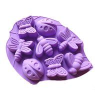 JLHua 2 PCS Insect Silicone Cake Chocolate Mold Pan-Lady Bugs,Butterflies,Bees and Dragonflies,Random Color N2