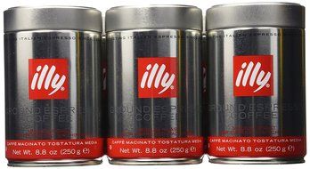 illy Caffe Normale Fine Grind (Medium Roast, Red Band) 8.8 coffee cans (Pack of 6) N4
