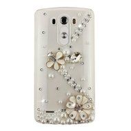 Spritech(TM) LG G Stylo Hard Case,Bling Crystal 3D handmade Rhinestone Design Clear Phone Cover White Flower for... N2
