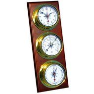 Trintec Omni Weather Station Brass Quartz Clock Barometer and Tide Indicator Marine Nautical Dials on Cherry Stained...