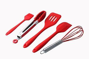 KITCHEN UTENSIL SET 5 IN 1 (Heat Resistant,Hygienic,Non Stick &amp; Durable- Perfect for cooking or Baking- Red Colur) N2