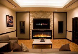 Moda Flame 50" Cynergy Pebbles Stone Built-in Wall Mounted Electric Fireplace N2