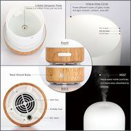 Venere Aroma Diffuser 100ml Ultrasonic Cool Mist Humidifier Real Wood Base and Glass Cover, No Beep Sound Single... N3