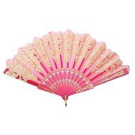 Chinese Foldable Trim Hand Fan Wing Chun Dancing Fan - Fuchsia