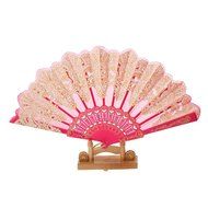 Chinese Foldable Trim Hand Fan Wing Chun Dancing Fan - Fuchsia N2