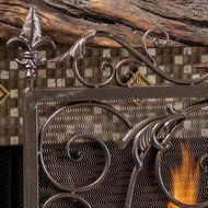 Darcie Black Brushed Gold Finish Wrought Iron Fireplace Screen