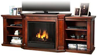 Real Flame Valmont Entertainment Center Ventless Gel Fireplace - Dark Mahogany N3