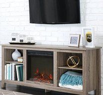 Tv Stand With Fireplace,For 60 Inch TV, With Doors,Ventless, Enclosed Storage, Adjustable Shelves, Color Driftwood N3