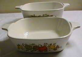 Vintage Corning Spice of Life Individual Casseroles - P-41-B &amp; P-43-B- Set of 2 (No Lids)