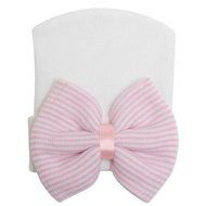 Newborn Baby Girls Toddler Stripe Hospital Cap Infant Comfy Bowknot Beanie Hat