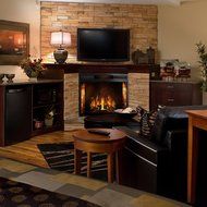 26 Inch Curved Ventless Electric Space Heater Built-in Recessed Firebox Fireplace Insert