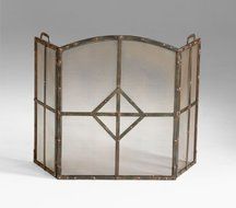 Iron Rivet Rustic Fireplace Screen Industrial Aged Look