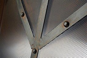 Iron Rivet Rustic Fireplace Screen Industrial Aged Look N2