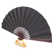 WINOMO Men Portable Folding Bamboo Hand Fan Wedding Party Gift (Black)