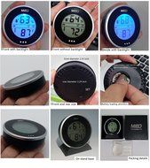 MIEO Round Digital Hygrometer Thermometer for Humidor HH654 with Clock