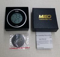 MIEO Round Digital Hygrometer Thermometer for Humidor HH654 with Clock N3
