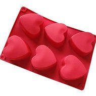 6 Love Heart Silicone Cake Mold Pan 10.5"x7.1"x1.2" Color At Random N2