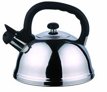 Generous 3 Quart Capacity Whistling Teakettle, Silver/Black