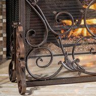Darcie Black Brushed Gold Finish Wrought Iron Fireplace Screen N2