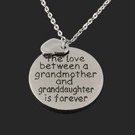 The Love Between a Grandmother and Granddaughter is forever Charm Necklace Gift