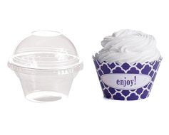 Dress My Cupcake Personalized Favor Dome Containers with Wrappers DIY Kit, Spanish Tile, Quatrefoil, Enjoy, Set...