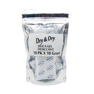 10gm Pack of 10 &quot;Dry&amp;Dry&quot; Silica Gel Packets Desiccant Dehumidifier