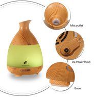 Essential Oil Diffuser,MINO ANT 120ML Mini Wood Grain Cool Mist Ultrasonic Air Aroma Humidifier With LED 7 Color... N7