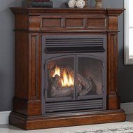 Duluth Forge Dual Fuel Vent Free Gas Fireplace - 32,000 BTU, Remote Control, Auburn Cherry Finish