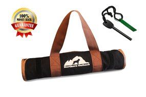 Northern Outback Firewood Log Carrier Canvas Wood Tote with FREE BONUS 8mm Magnesium Fire Starter! - Best for... N5