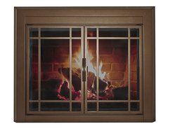 Pleasant Hearth EN-5500 Pleasant Hearth Enfield Glass Firescreen, Small, Burnished Bronze