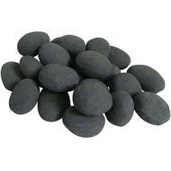 Set of 24 Ceramic Pebbles for Fire Pit or Fireplaces in Black