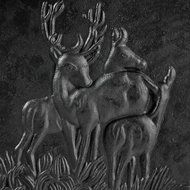Woodeze Home Indoor Outdoor Antique Style Decorative Cast Iron Fireback - Deer 22" H x 24" W N2