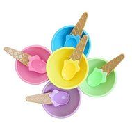 Teanfa Plastic Children Ice Cream Waffle Cone Bowls Spoons Cups Set N7
