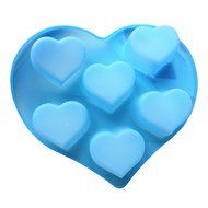 DIY 6 Heart-shaped Silicone Mold Pan 80g Per Division 9.8"x7.8"x1.5" Color At Random