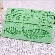 QINF DIY Fondant Cake The leaves, Butterflies And Dragonflies Decorating Silicone Embossing Mold