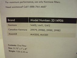 Kenmore Humidifier Wick Filter 14906