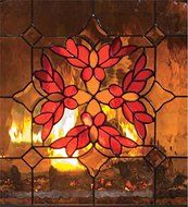 44W x 33H Stained Glass Fire Screen With Door N2