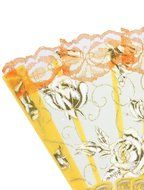 Fabric Spanish Style Rose Pattern Dance Party Folding Hand Fan Orange