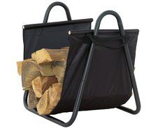 UniFlame Black Log Holder with Heavy Canvas Carrier